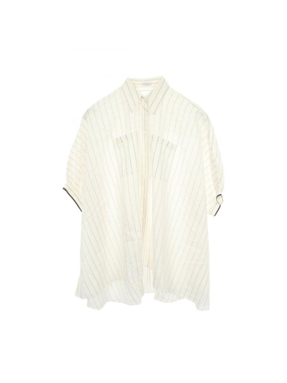 Brunello Cucinelli Striped Short Sleeve Cotton Shirt